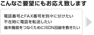 電話番号とFAX番号分けたい、不在転送したい、ISDNを引きたい