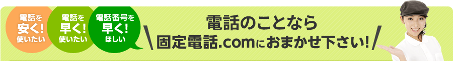 電話を安く！使いたい／電話を早く！使いたい／電話番号を早く！ほしい お店の電話なら固定電話.comにおまかせ下さい！