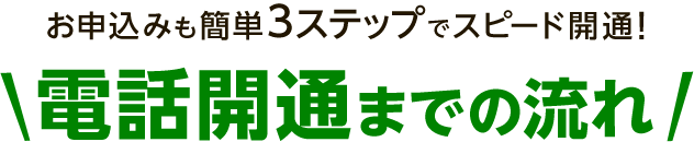 お申込みも簡単3ステップでスピード開通！電話開通までの流れ
