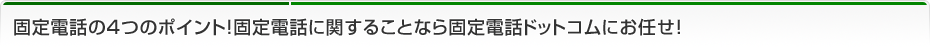 固定電話の4つのポイント！固定電話に関することなら固定電話ドットコムにお任せ！